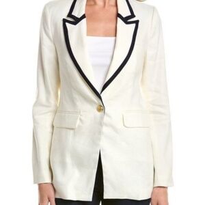 Court & Rowe Cream and Navy Linen Blazer